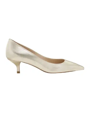 Stuart Weitzman Stuart Metallic Leather Kitten-Heel Pumps | Thumbnail 1 Stuart Weitzman Stuart Metallic Leather Kitten-Heel Pumps | Thumbnail 1