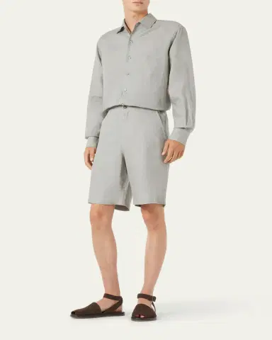 Loro Piana Men's Andre Long-Sleeve Linen Shirt | Thumbnail 2 Loro Piana Men's Andre Long-Sleeve Linen Shirt | Thumbnail 2