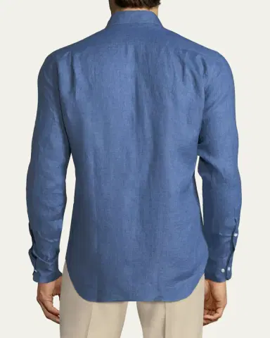 Loro Piana Men's Andre Long-Sleeve Linen Shirt | Thumbnail 7 Loro Piana Men's Andre Long-Sleeve Linen Shirt | Thumbnail 7