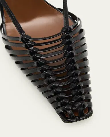 Giuseppe Zanotti 90mm Woven Leather Slingback Pumps | Thumbnail 3