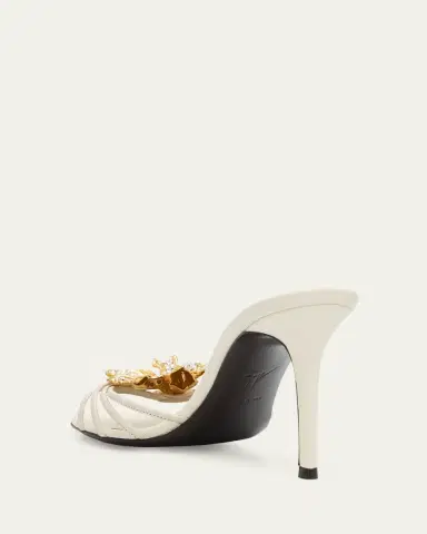 Giuseppe Zanotti 90mm Flower Leather Slide Sandals | Thumbnail 2 Giuseppe Zanotti 90mm Flower Leather Slide Sandals | Thumbnail 2