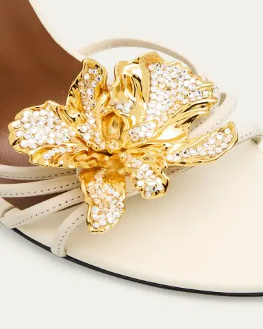 Giuseppe Zanotti 90mm Flower Leather Slide Sandals | Thumbnail 3 Giuseppe Zanotti 90mm Flower Leather Slide Sandals | Thumbnail 3