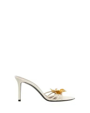 Giuseppe Zanotti 90mm Flower Leather Slide Sandals | Thumbnail 1 Giuseppe Zanotti 90mm Flower Leather Slide Sandals | Thumbnail 1