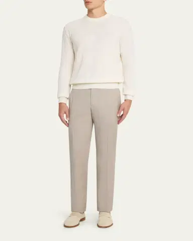 Brioni Men's Wool and Cashmere Cable Knit Crewneck Sweater | Thumbnail 2 Brioni Men's Wool and Cashmere Cable Knit Crewneck Sweater | Thumbnail 2