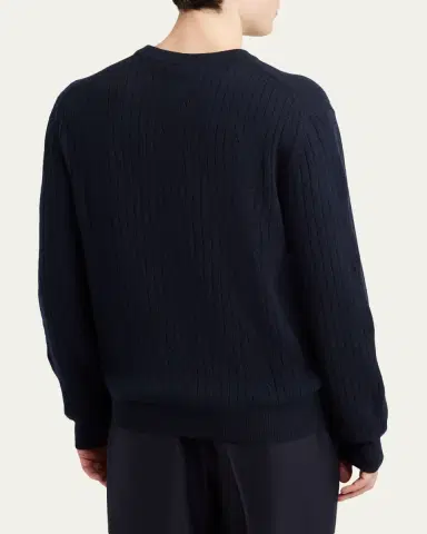 Brioni Men's Wool and Cashmere Cable Knit Crewneck Sweater | Thumbnail 7 Brioni Men's Wool and Cashmere Cable Knit Crewneck Sweater | Thumbnail 7