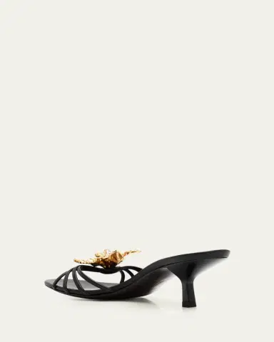 Giuseppe Zanotti Crystal Orchid & Leather Kitten-Heel Mule Sandals | Thumbnail 2 Giuseppe Zanotti Crystal Orchid & Leather Kitten-Heel Mule Sandals | Thumbnail 2