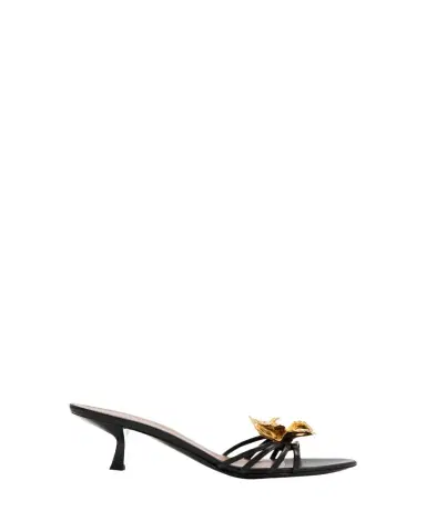 Giuseppe Zanotti Crystal Orchid & Leather Kitten-Heel Mule Sandals | Thumbnail 1 Giuseppe Zanotti Crystal Orchid & Leather Kitten-Heel Mule Sandals | Thumbnail 1