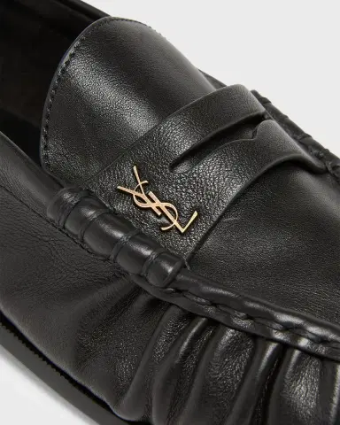 Saint Laurent Men's Le Loafer Creased Leather Mules | Thumbnail 4 Saint Laurent Men's Le Loafer Creased Leather Mules | Thumbnail 4