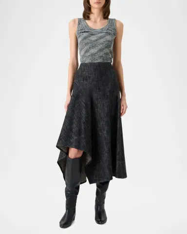 Akris punto Scoop-Neck Space Dye Merino Wool Rib Tank Top | Thumbnail 2