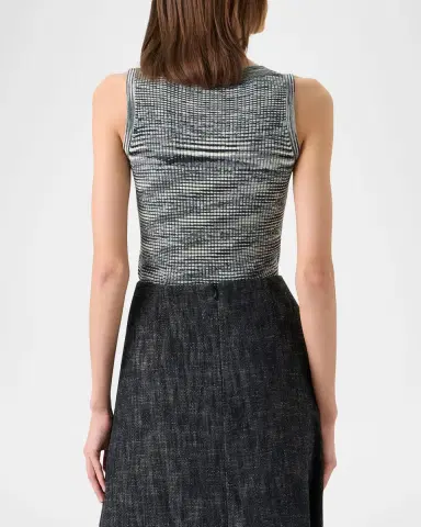 Akris punto Scoop-Neck Space Dye Merino Wool Rib Tank Top | Thumbnail 3