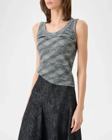 Akris punto Scoop-Neck Space Dye Merino Wool Rib Tank Top | Thumbnail 4