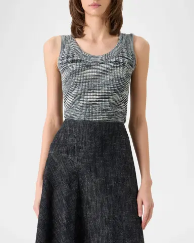 Akris punto Scoop-Neck Space Dye Merino Wool Rib Tank Top | Thumbnail 6