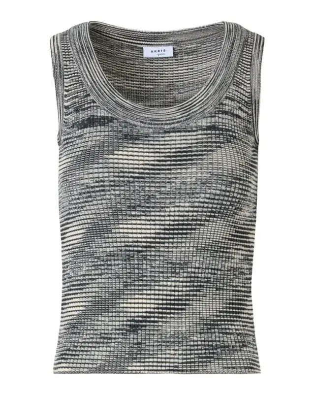 Akris punto Scoop-Neck Space Dye Merino Wool Rib Tank Top