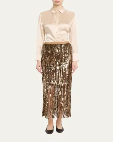 TWP Laurel Trapped Fringe Sequined Skirt | Thumbnail 2 TWP Laurel Trapped Fringe Sequined Skirt | Thumbnail 2