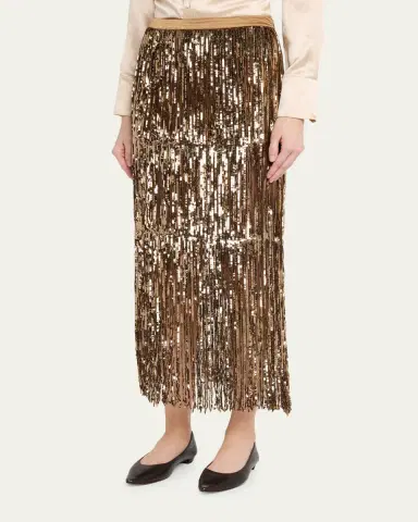 TWP Laurel Trapped Fringe Sequined Skirt | Thumbnail 4 TWP Laurel Trapped Fringe Sequined Skirt | Thumbnail 4