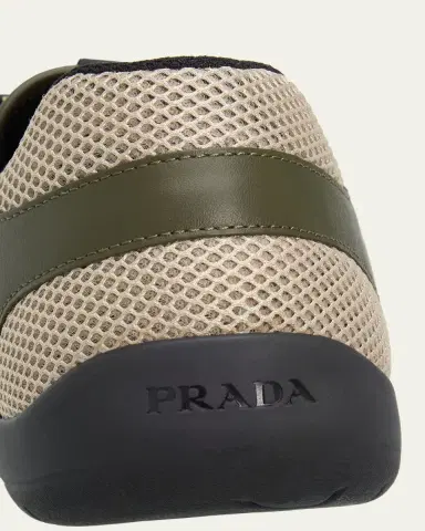 Prada Men's Speedrock Leather and Mesh Sneakers | Thumbnail 5 Prada Men's Speedrock Leather and Mesh Sneakers | Thumbnail 5
