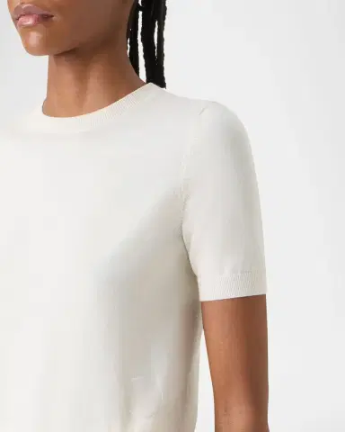 Akris punto Fine Merino Wool Knit Short-Sleeve Crew Neck Sweater | Thumbnail 5