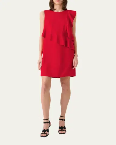 Akris punto Ruffle Sleeveless Mini Shift Dress | Thumbnail 2 Akris punto Ruffle Sleeveless Mini Shift Dress | Thumbnail 2