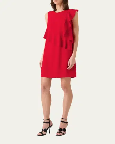 Akris punto Ruffle Sleeveless Mini Shift Dress | Thumbnail 4 Akris punto Ruffle Sleeveless Mini Shift Dress | Thumbnail 4