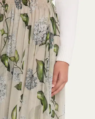 Oscar de la Renta Porcelain Flower Chiffon Maxi Skirt | Thumbnail 5