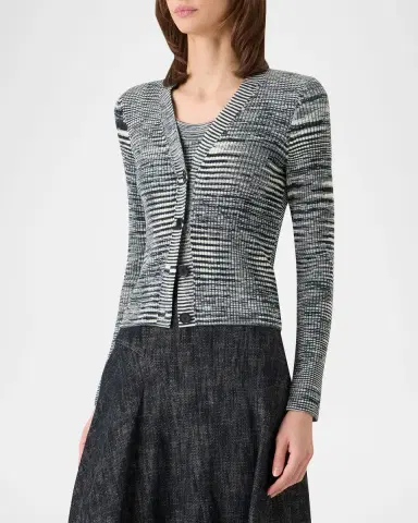 Akris punto Space Dye Ribbed Merino Cardigan | Thumbnail 4