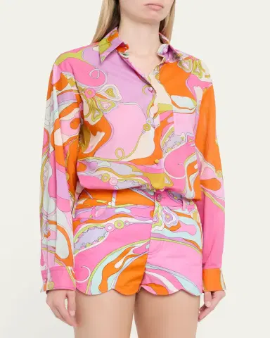 PUCCI Orchidee Cotton Muslin Button-Down Shirt | Thumbnail 4 PUCCI Orchidee Cotton Muslin Button-Down Shirt | Thumbnail 4