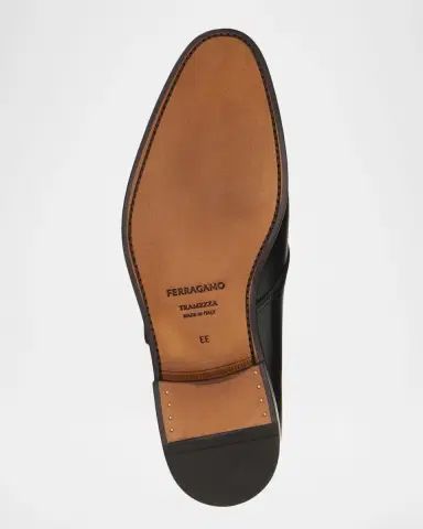 Ferragamo Men's Sullivan Tramezza Leather Monk-Strap Loafers | Thumbnail 4 Ferragamo Men's Sullivan Tramezza Leather Monk-Strap Loafers | Thumbnail 4