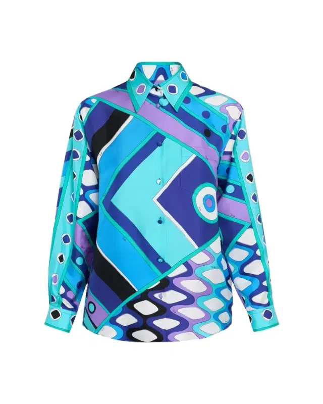 Pucci Vivara-Print Silk Twill Button-Down Shirt