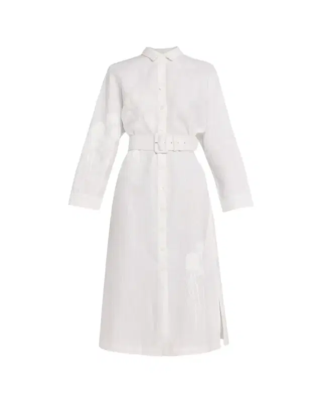 Porcelain Garden Linen Belted Midi Shirtdress