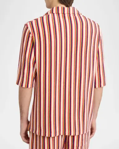 Valentino Garavani Men's Striped Toweling Camp Shirt | Thumbnail 2
