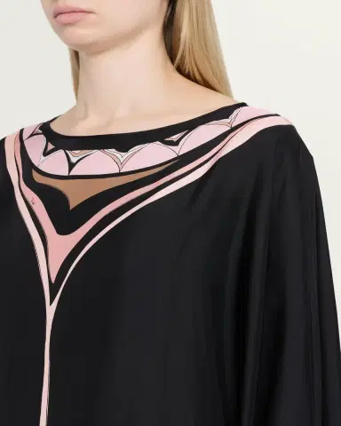 PUCCI Fari-Print Silk Twill Tie-Cuff Caftan Dress | Thumbnail 5