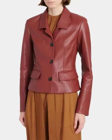 Ferragamo Cervo Single-Breasted Leather Jacket | Thumbnail 4 Ferragamo Cervo Single-Breasted Leather Jacket | Thumbnail 4
