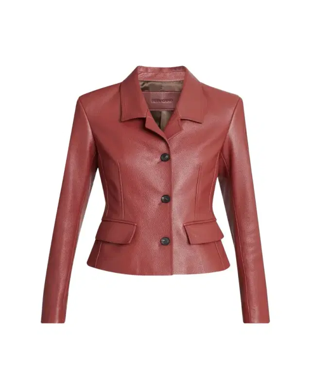 Ferragamo Cervo Single-Breasted Leather Jacket