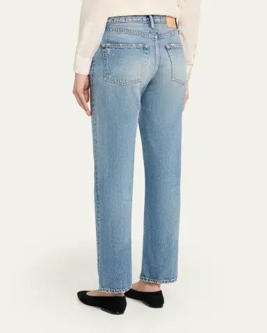 Moussy Vintage Washed Denim Mid-Rise Straight-Leg Jeans | Thumbnail 3