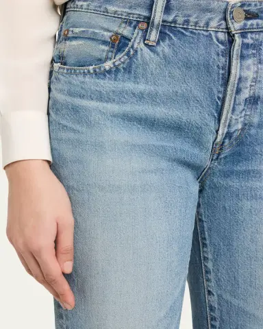 Moussy Vintage Washed Denim Mid-Rise Straight-Leg Jeans | Thumbnail 5