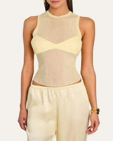 SEROYA Jori Ribbed Semi-Sheer Tank Top | Thumbnail 3