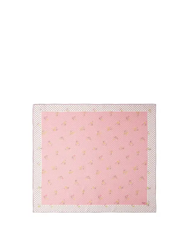 Polka Dot Floral-Print Silk Twill Scarf