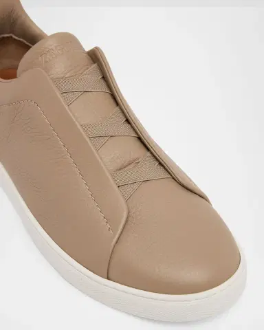 Zegna Men's Deerskin Triple Stitch Sneakers | Thumbnail 3