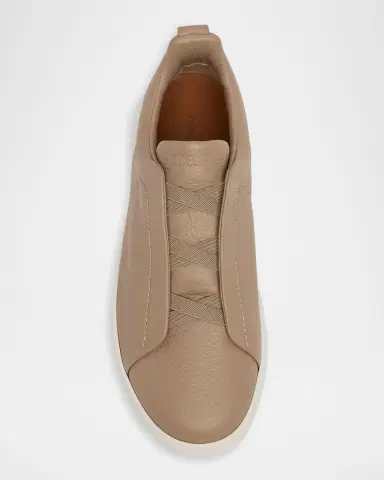 Zegna Men's Deerskin Triple Stitch Sneakers | Thumbnail 4