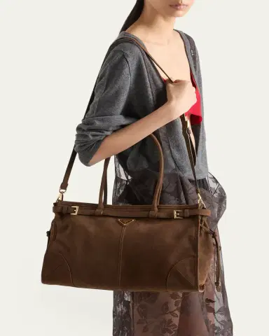 Prada Bonnie Large Nubuck Leather Shoulder Bag | Thumbnail 2