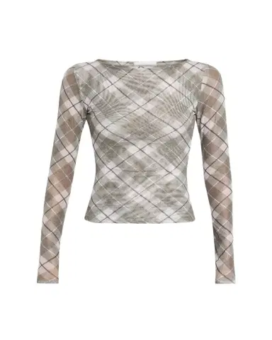 Ronny Kobo Flume Plaid-Print Mesh Top | Thumbnail 1 Ronny Kobo Flume Plaid-Print Mesh Top | Thumbnail 1