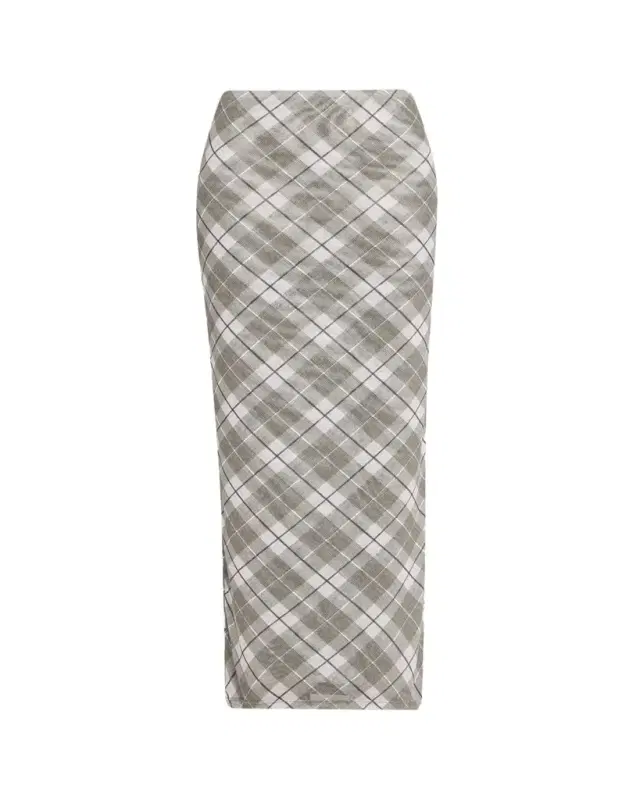 Ronny Kobo Azana Plaid-Print Mesh Maxi Skirt