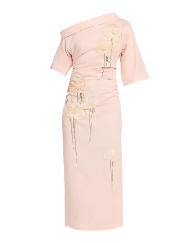 BERNADETTE Bowery Off-The-Shoulder Check Seersucker Asymmetric Dress