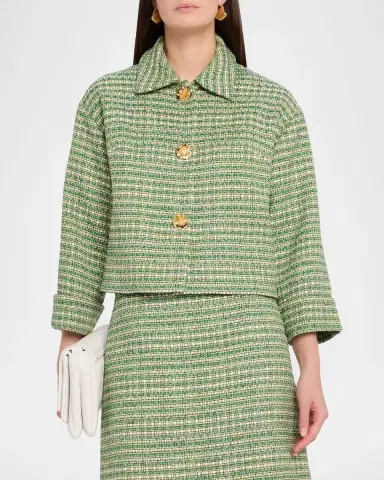 Carolina Herrera Boxy Cotton-Blend Crop Jacket | Thumbnail 4