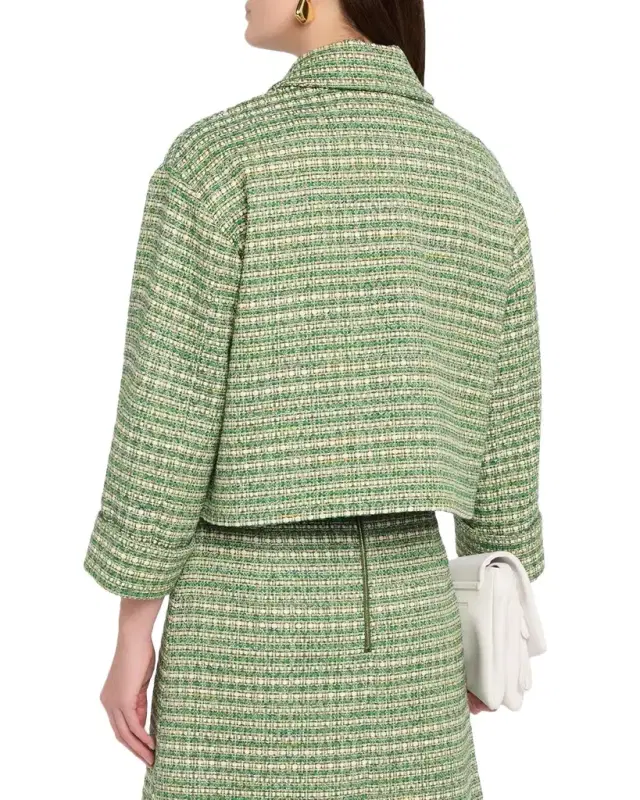 Carolina Herrera Boxy Cotton-Blend Crop Jacket