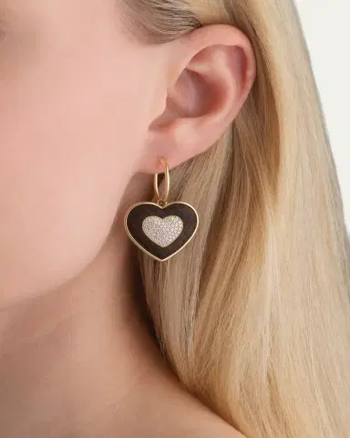 Emily P. Wheeler Rock Heart Earrings with Diamonds and Sandalwood | Thumbnail 2 Emily P. Wheeler Rock Heart Earrings with Diamonds and Sandalwood | Thumbnail 2