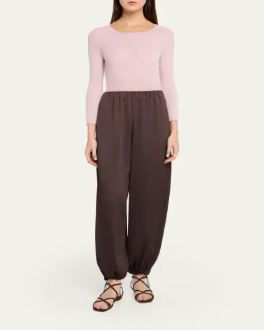 Vince Mid-Rise Plissé Satin Bubble Pants | Thumbnail 2 Vince Mid-Rise Plissé Satin Bubble Pants | Thumbnail 2