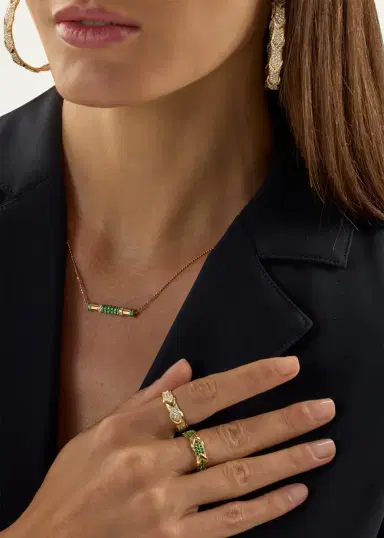 Graziela Gems 18K Emerald and Diamond Cavaletti Necklace | Thumbnail 2