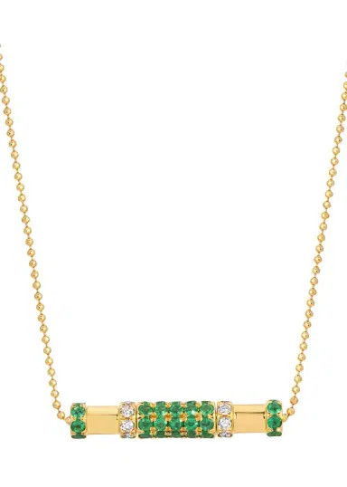 Graziela Gems 18K Emerald and Diamond Cavaletti Necklace | Thumbnail 3
