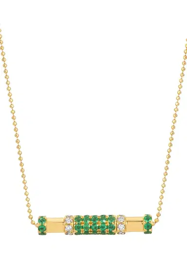 Graziela Gems 18K Emerald and Diamond Cavaletti Necklace | Thumbnail 1